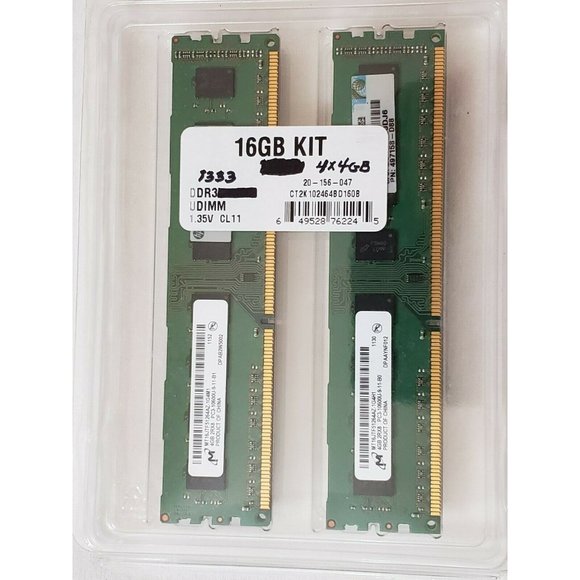 Micron 16GB (4x 4GB) 2RX8 PC3-10600U 1333 MHZ DDR3 Desktop memory - Picture 1 of 4